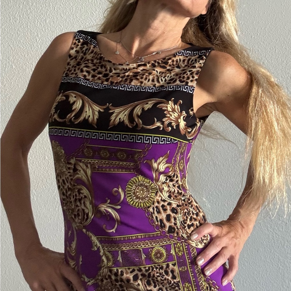 Cache Purple and Gold Mini Dress 6